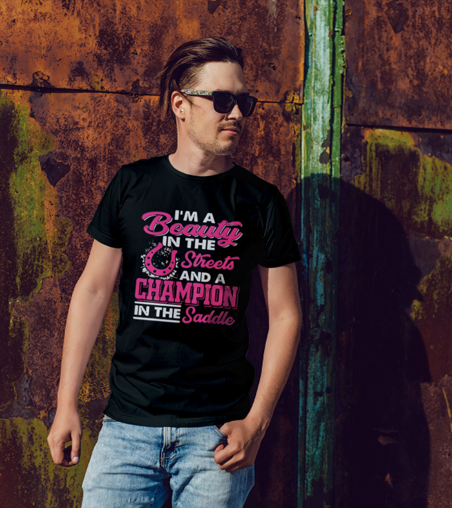Beauty In The Streets Champion In The Saddle Horseshoe Charm T-Shirt