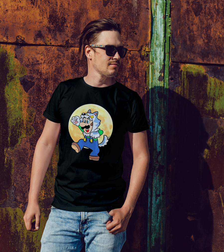 Luigi Werewolf Moon Halloween T-Shirt