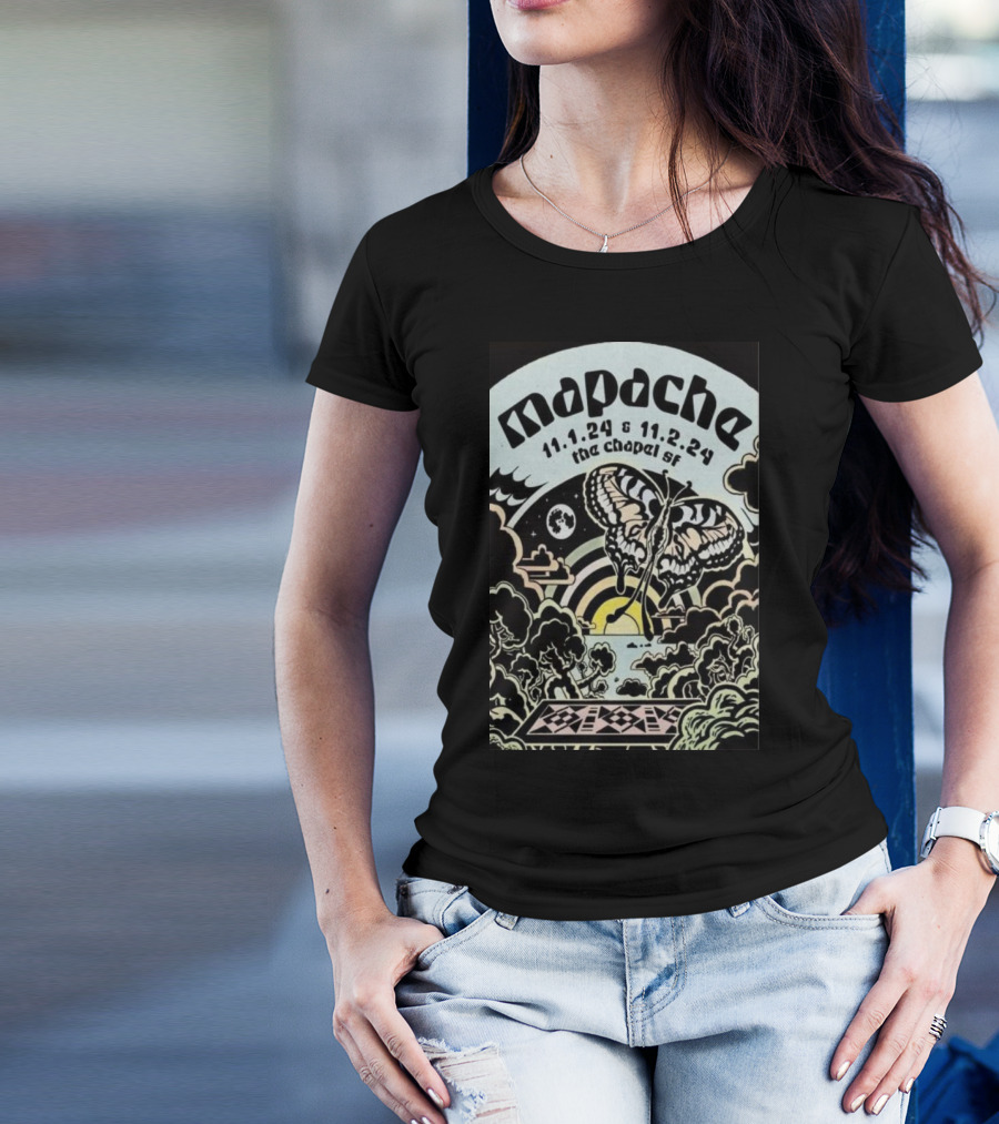 Mapache November 1-2 2024 The Chapel SF Butterfly Moon Art Deco T-Shirt