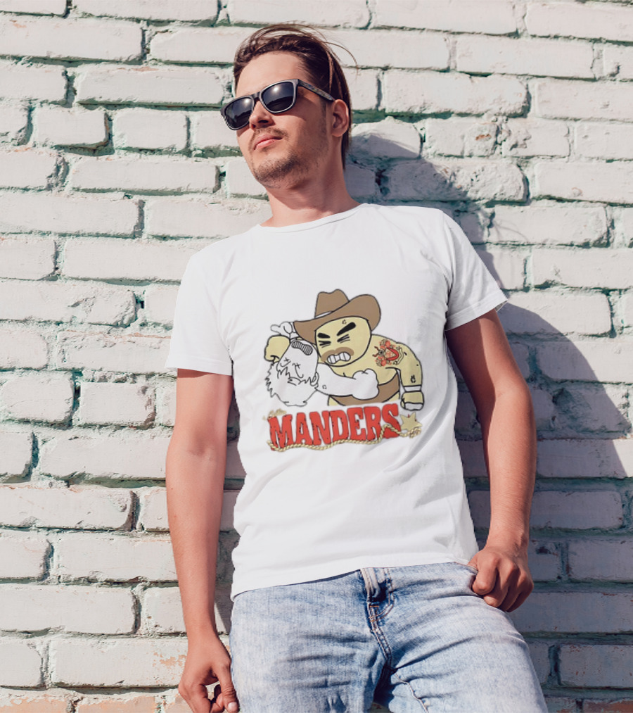 Manders Cartoon Cowboy Punching Drawing T-Shirt