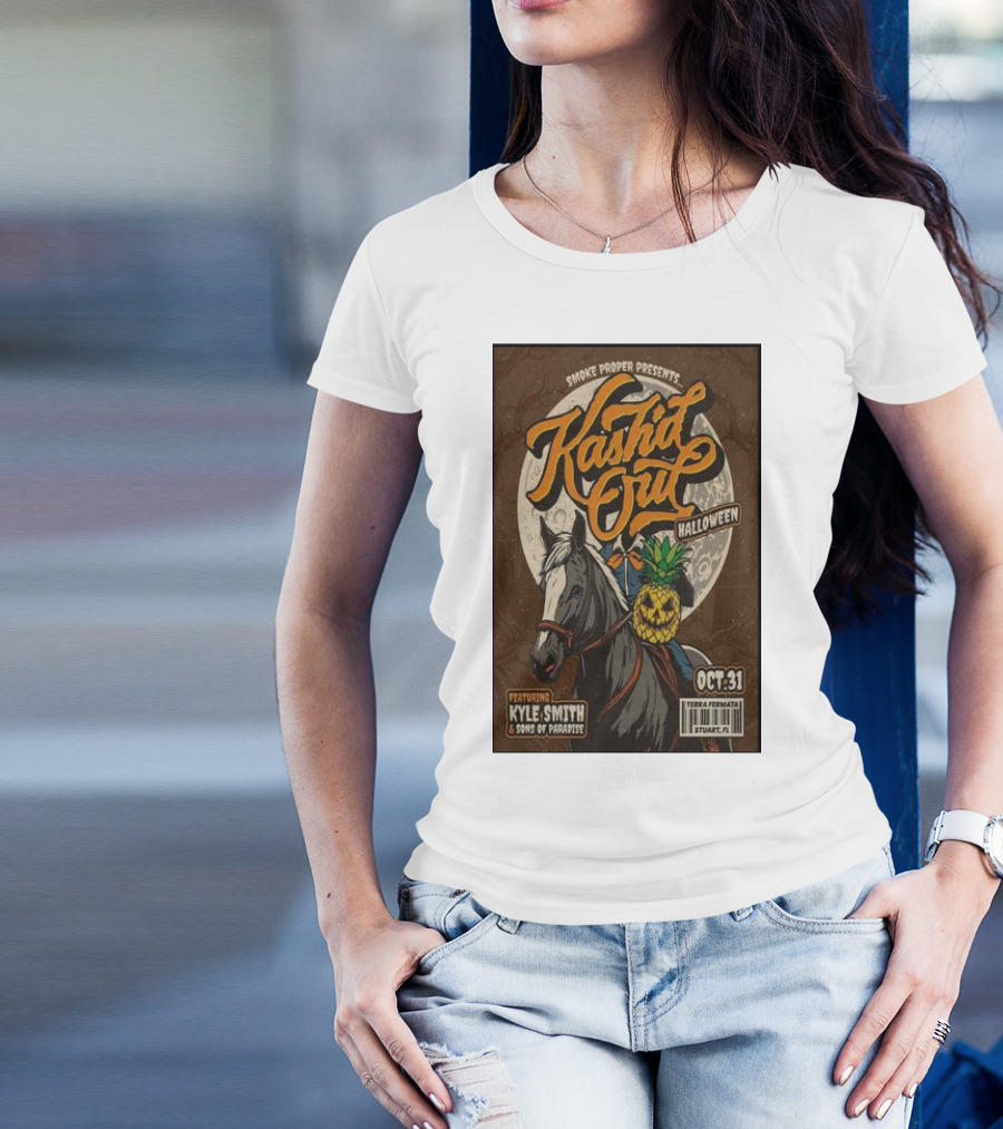 Smoke Proper Presents Kash’d Out Featuring Kyle Smith And Sons Of Paradise Halloween Oct 31 Terra Fermata Stuart FL T-Shirt