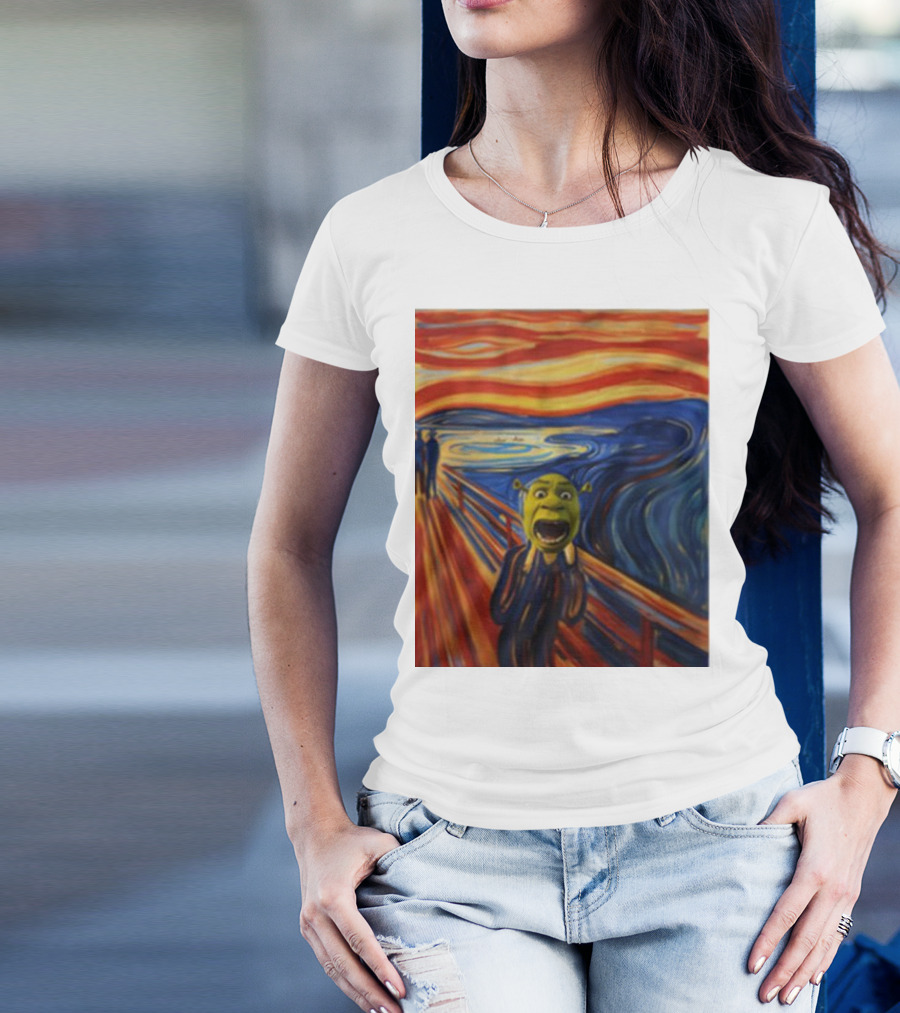 Shrek The Scream Edvard Munch Style Parody Painting T-Shirt