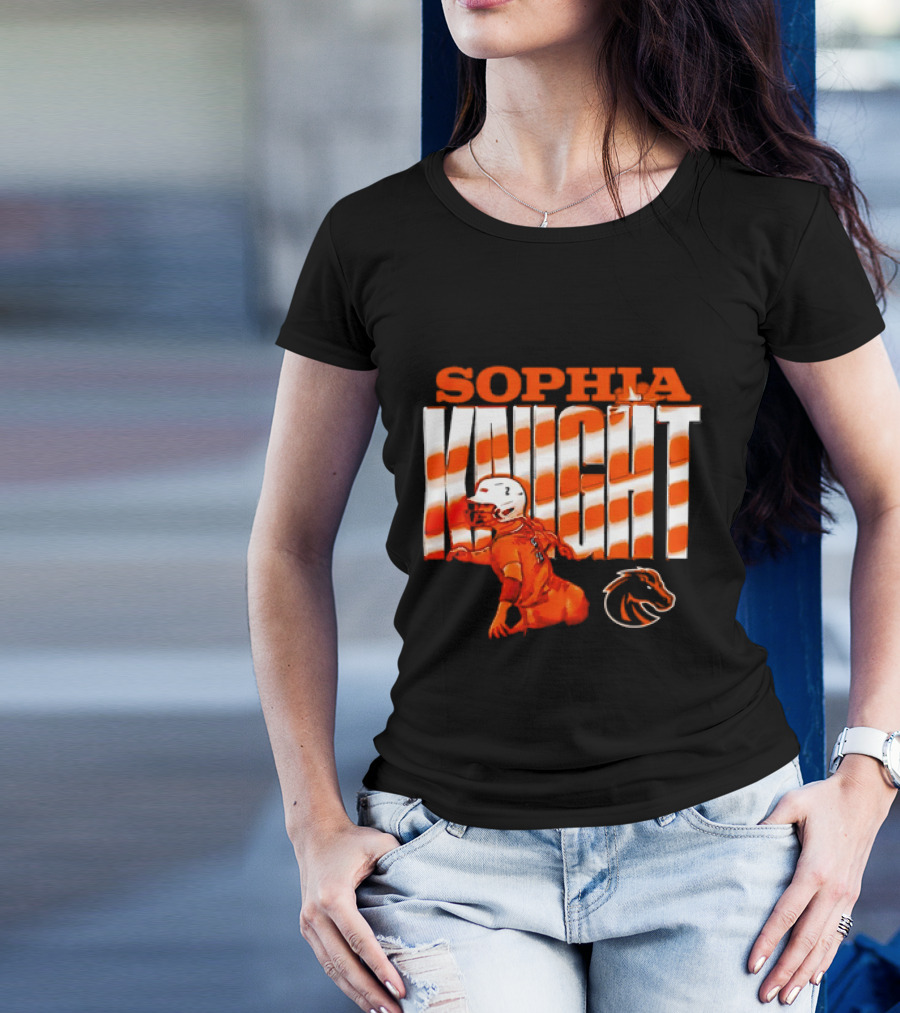 Boise State Broncos Sophia Knight Football Cartoon With Bronco T-Shirt