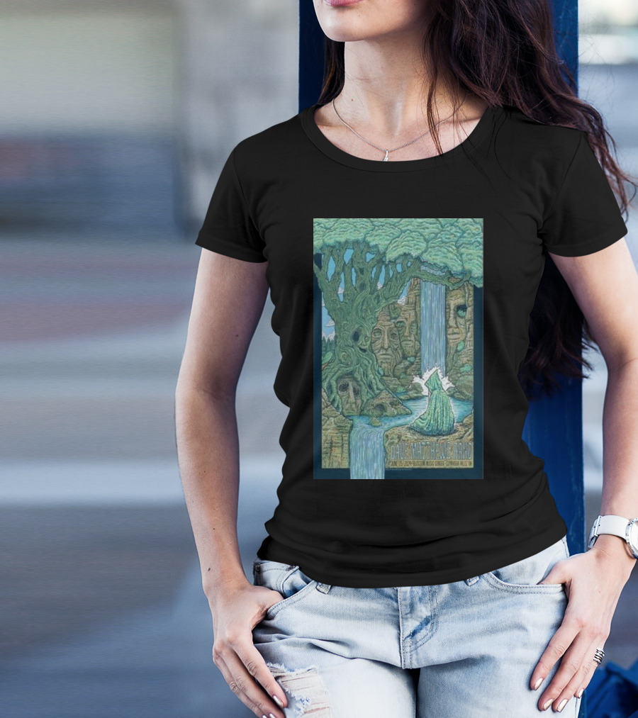 Dave Matthews Band June 25 2024 Blossom Music Center Cuyahoga Falls OH Tree Faces Waterfall Scene T-Shirt
