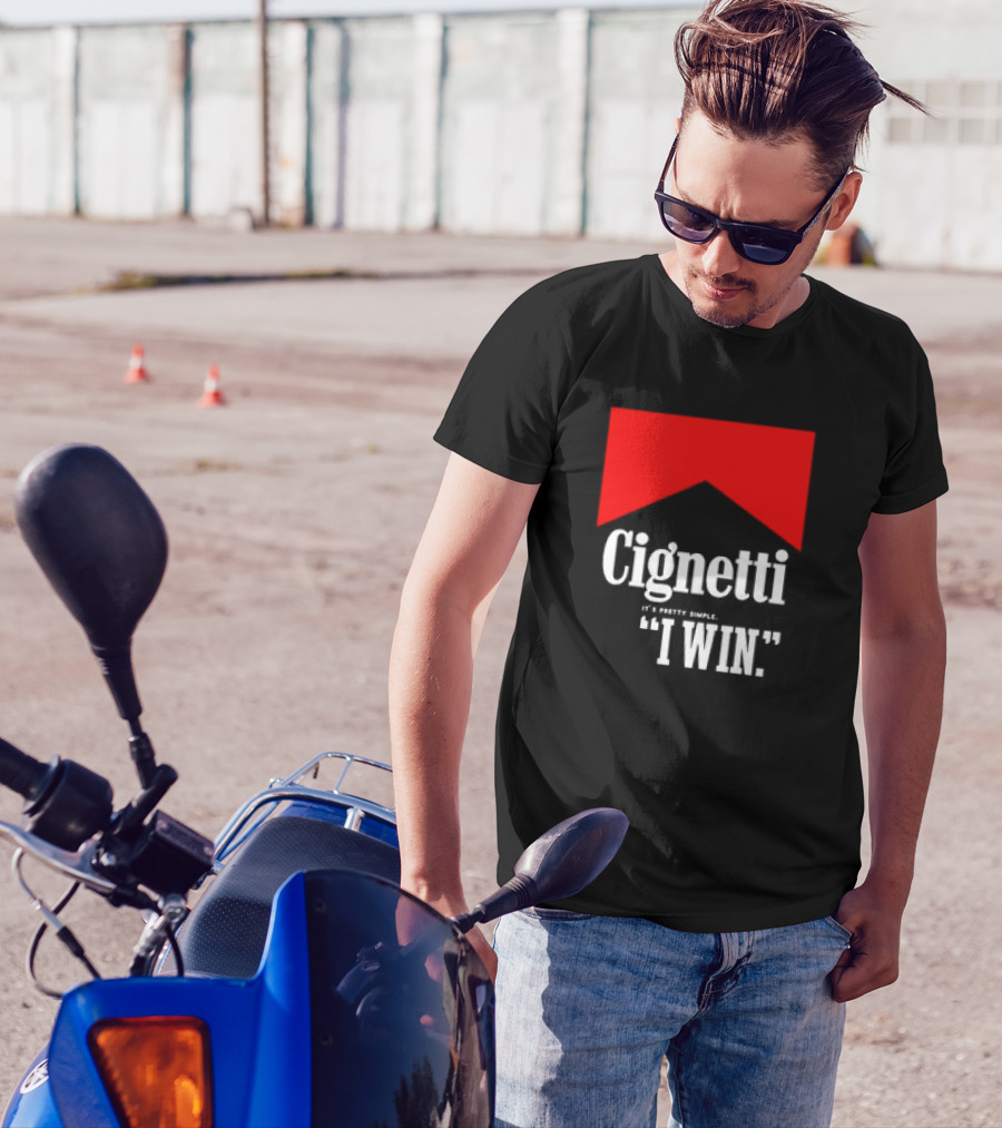 Cignetti It's Pretty Simple I Win Bold White Text With Red Chevron T-Shirt