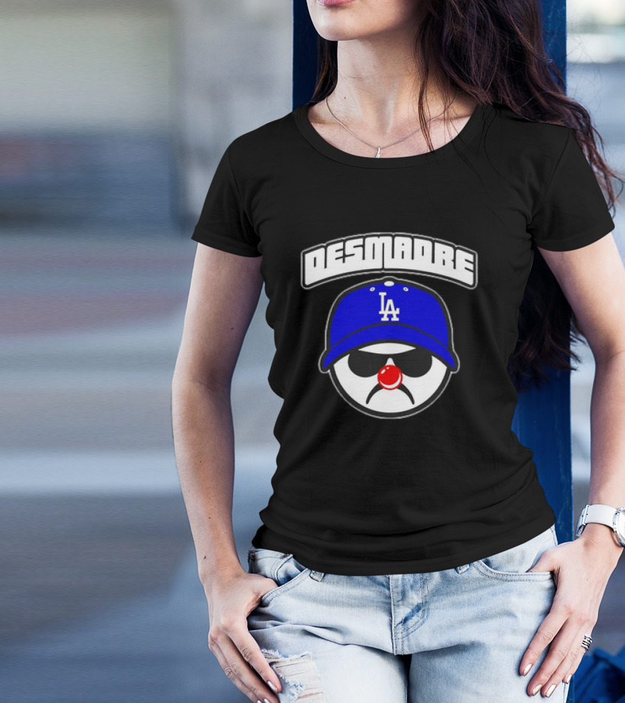 Desmadre LA Dodgers Blue Hat Clown Nose Face T-Shirt