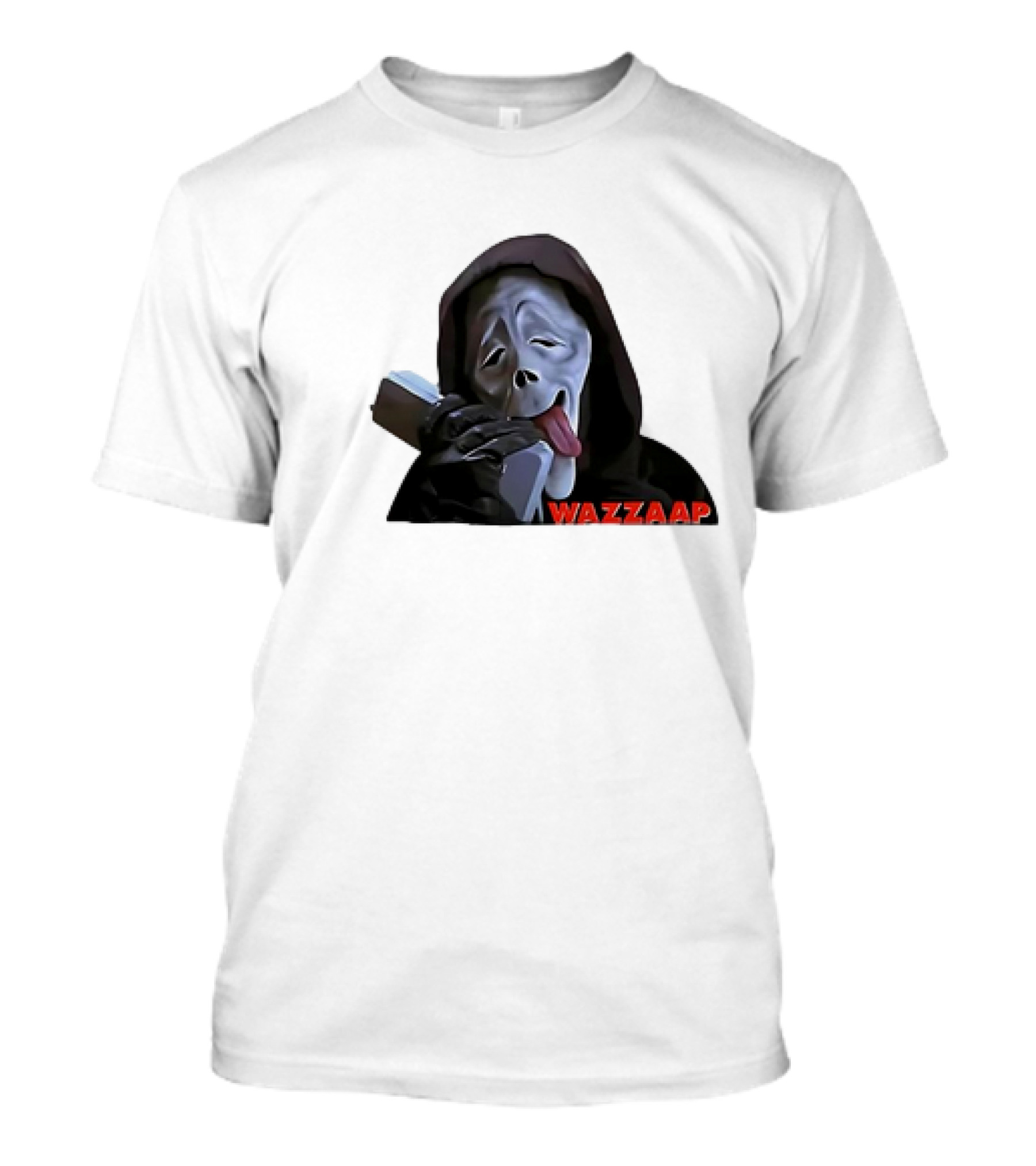 Scary Movie Scream Mask Wazzaap Phone Call T-Shirt
