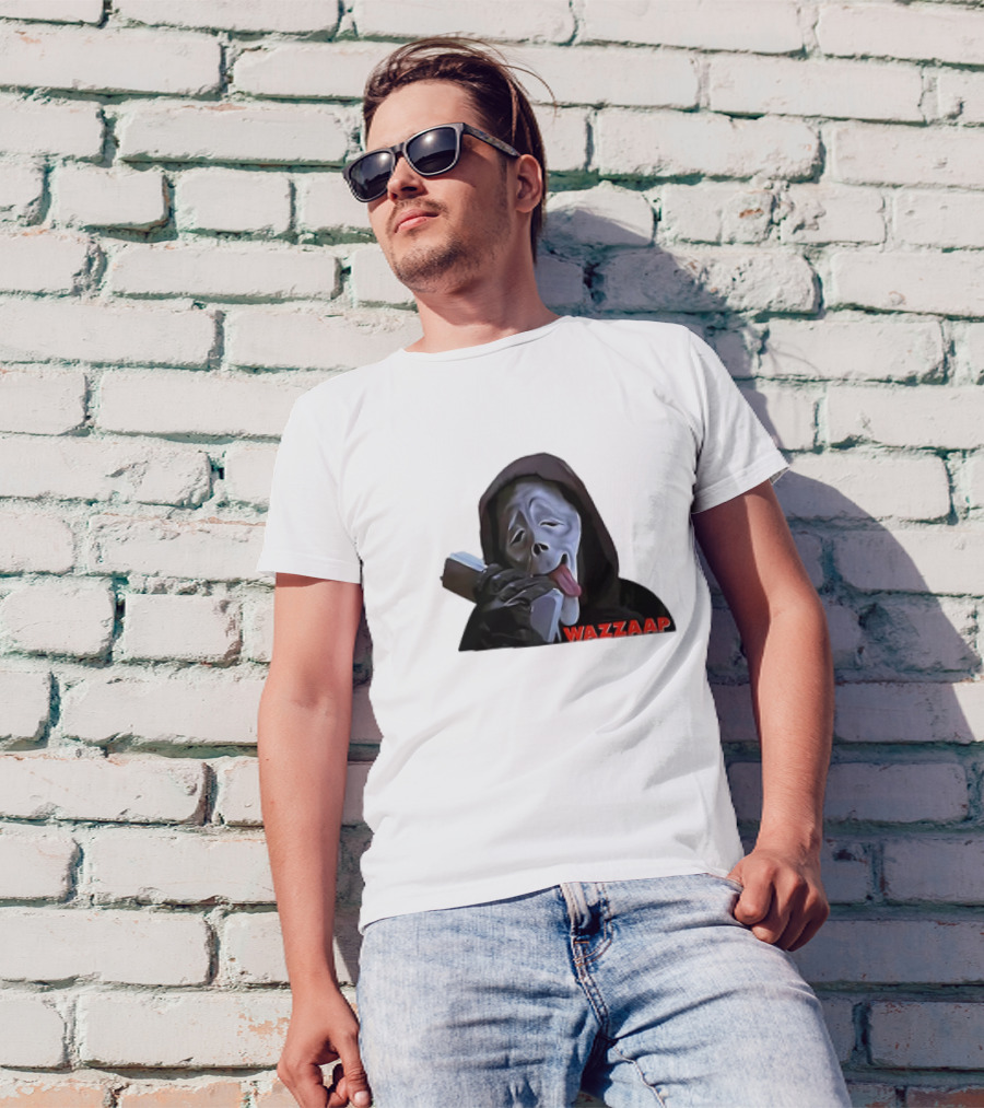 Scary Movie Scream Mask Wazzaap Phone Call T-Shirt