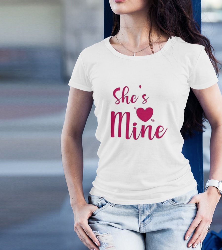 Valentine's Day She's Mine Heart With Arrow T-Shirt