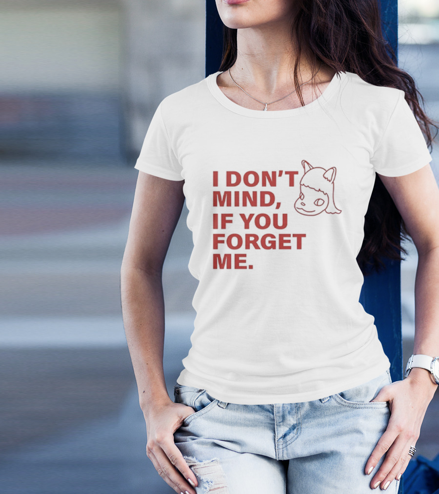 Yoshitomo Nara I Don’t Mind If You Forget Me Red Text With Character Drawing T-Shirt