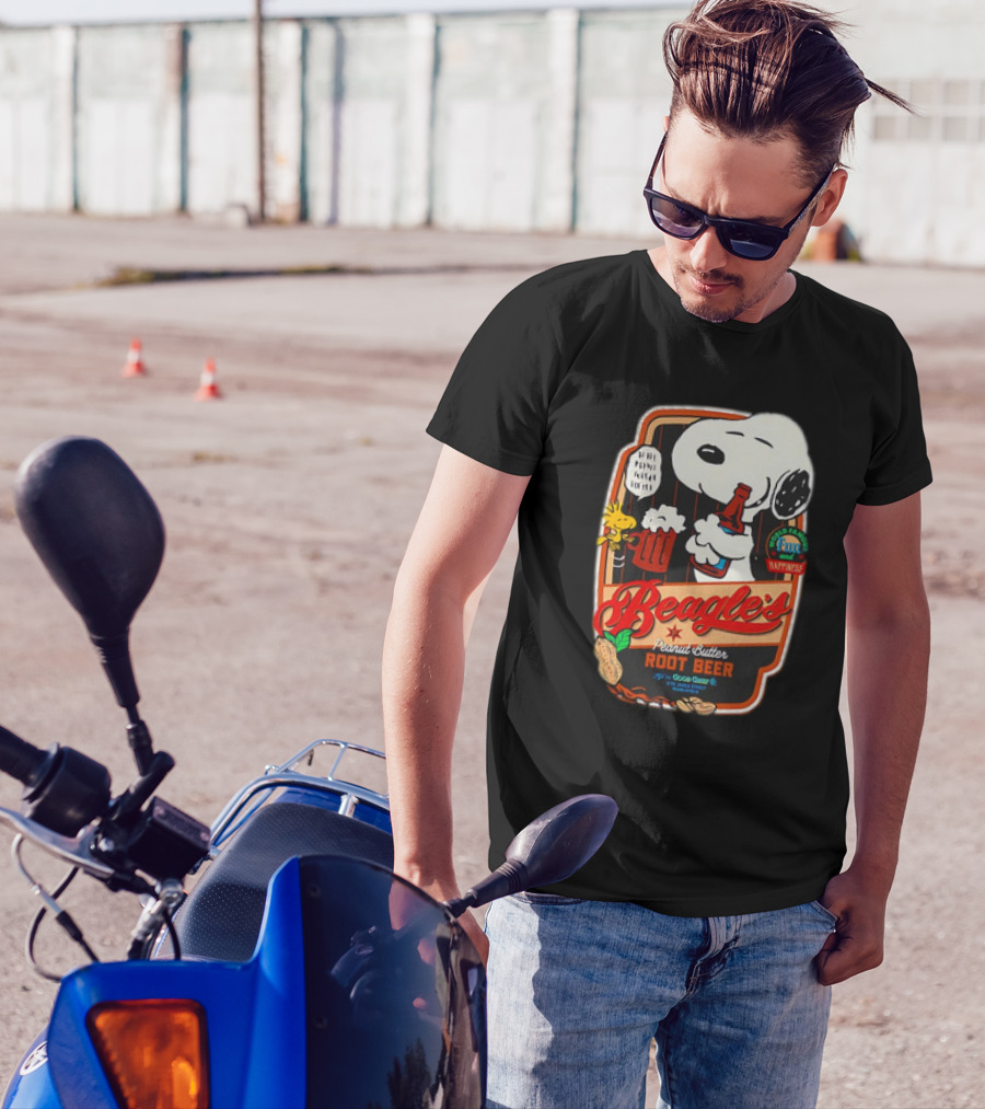 Snoopy And Woodstock Beagle's Peanut Butter Root Beer Good Grief Co Happiness T-Shirt