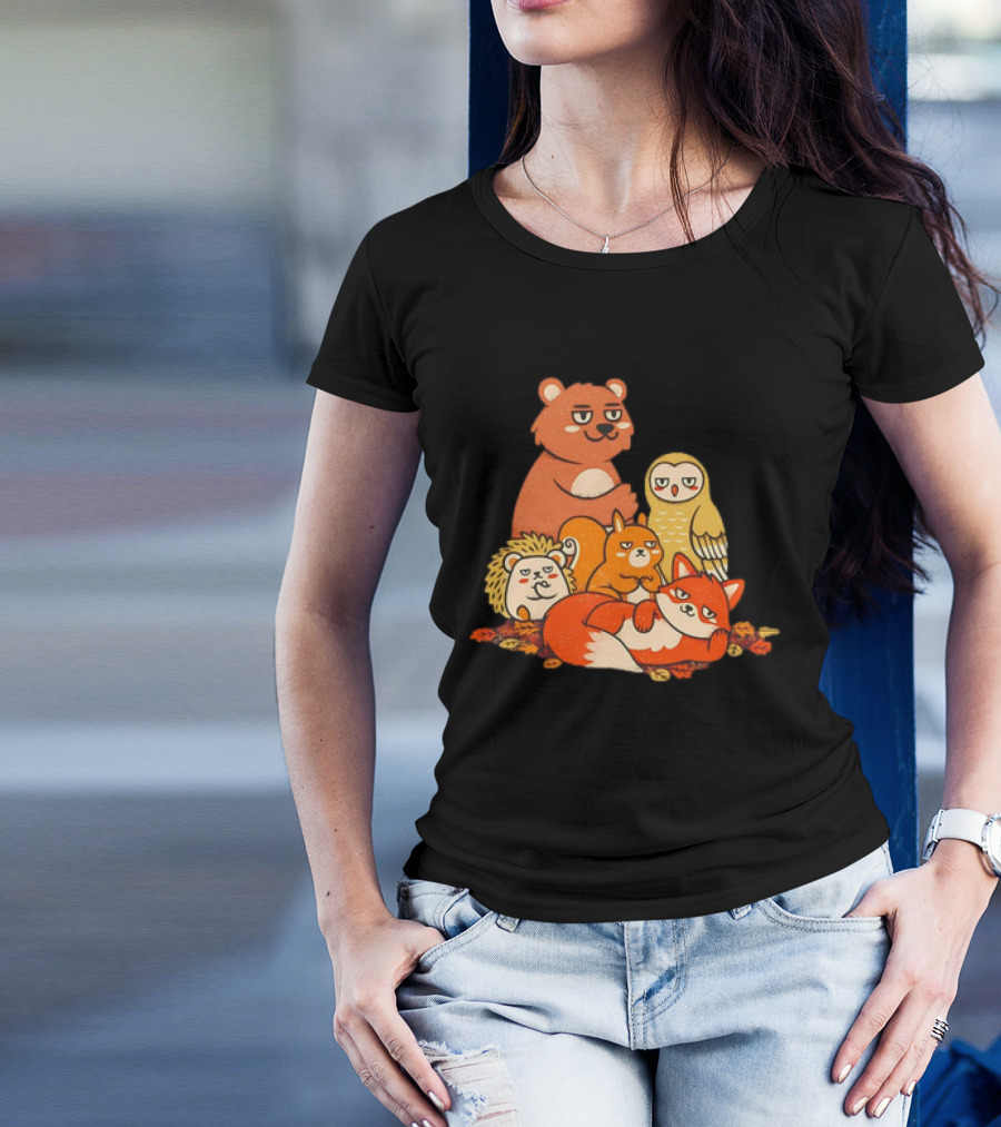 Animals X The Breakfast Club Autumn Edition With Hedgehog, Bear, Owl, Fox, Squirrel T-Shirt