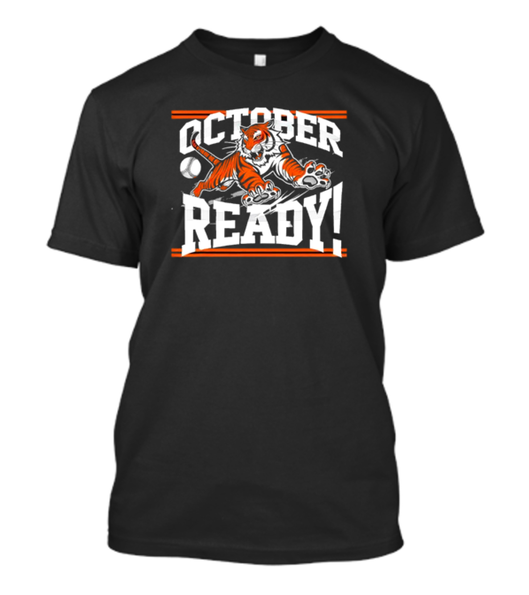 October Ready Tiger Baseball Fan Action T-Shirt