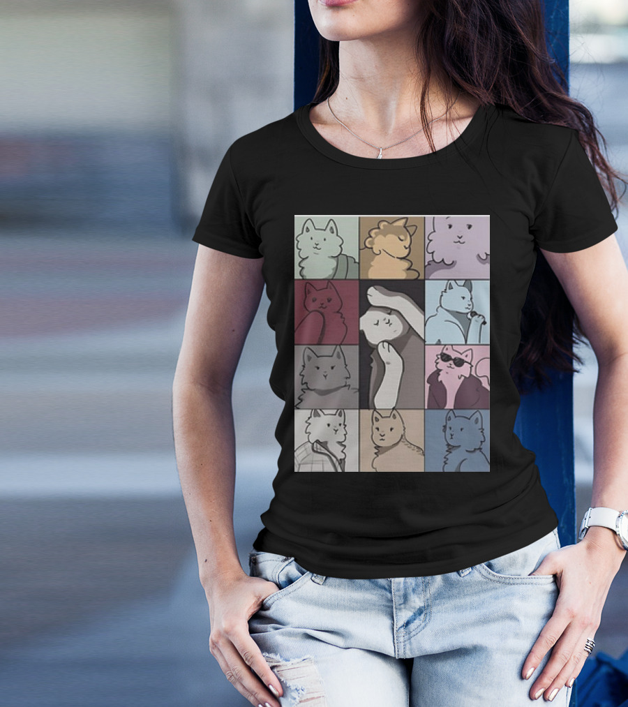 Cat Tour Pastel Art Squares T-Shirt