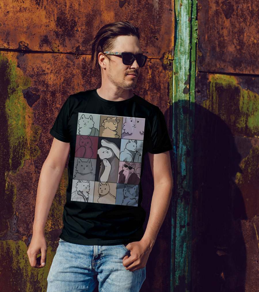 Cat Tour Pastel Art Squares T-Shirt
