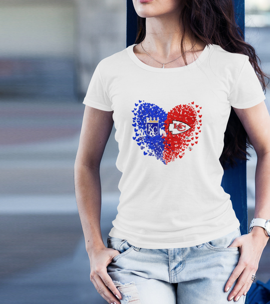 Heart Kansas City Royals KC And Kansas City Chiefs KC T-Shirt