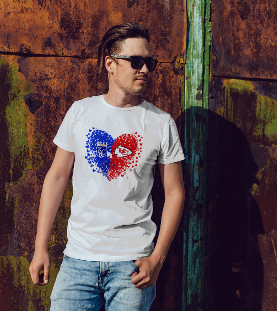 Heart Kansas City Royals KC And Kansas City Chiefs KC T-Shirt
