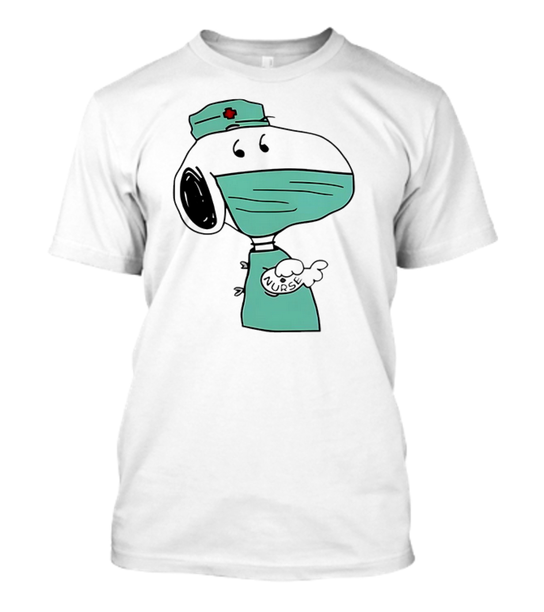 Snoopy Nurse Cartoon In Scrubs With Mask T-Shirt