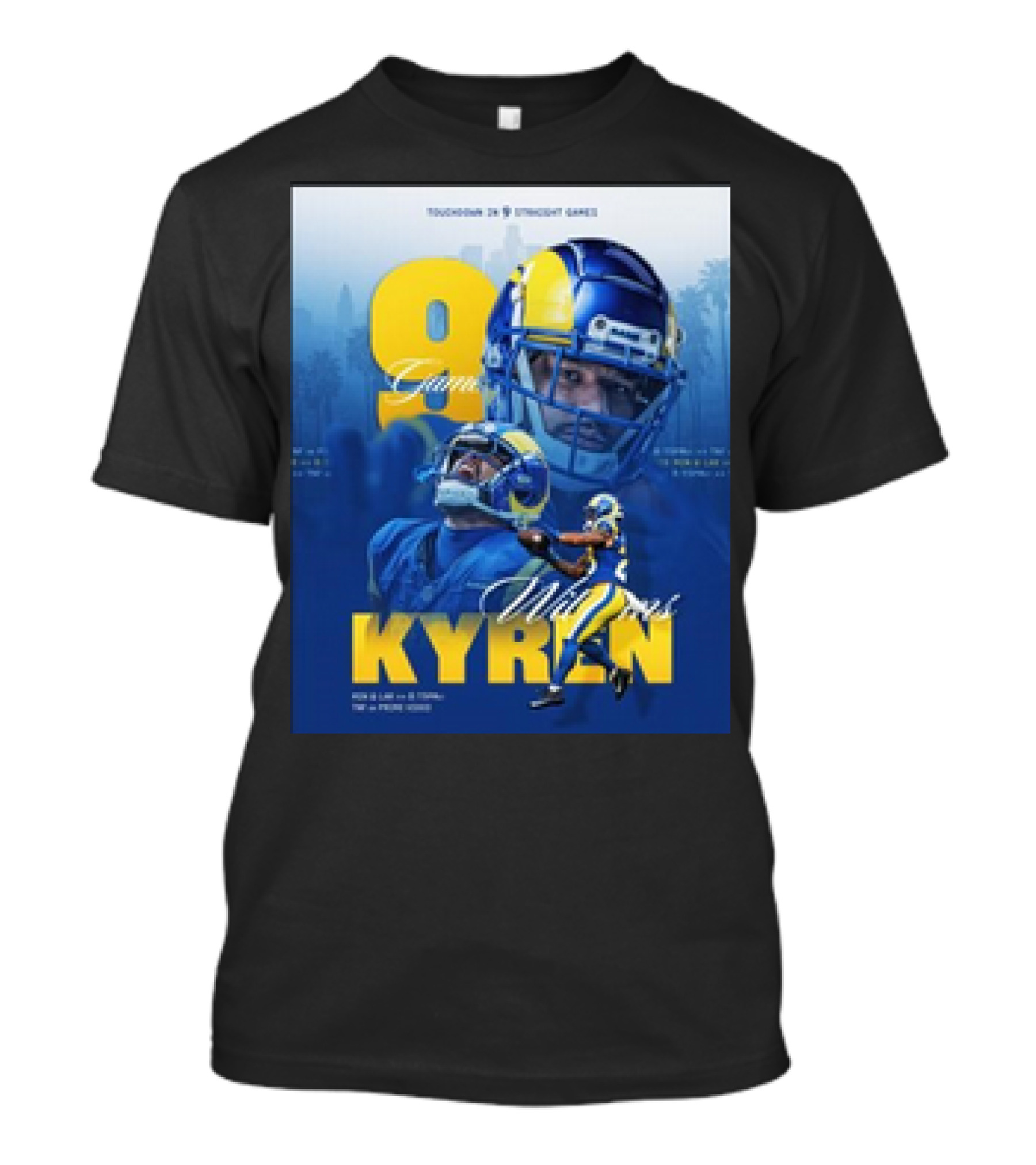 Kyren Williams Los Angeles Rams Touchdown In 9 Straight Games NFL Football Highlights T-Shirt