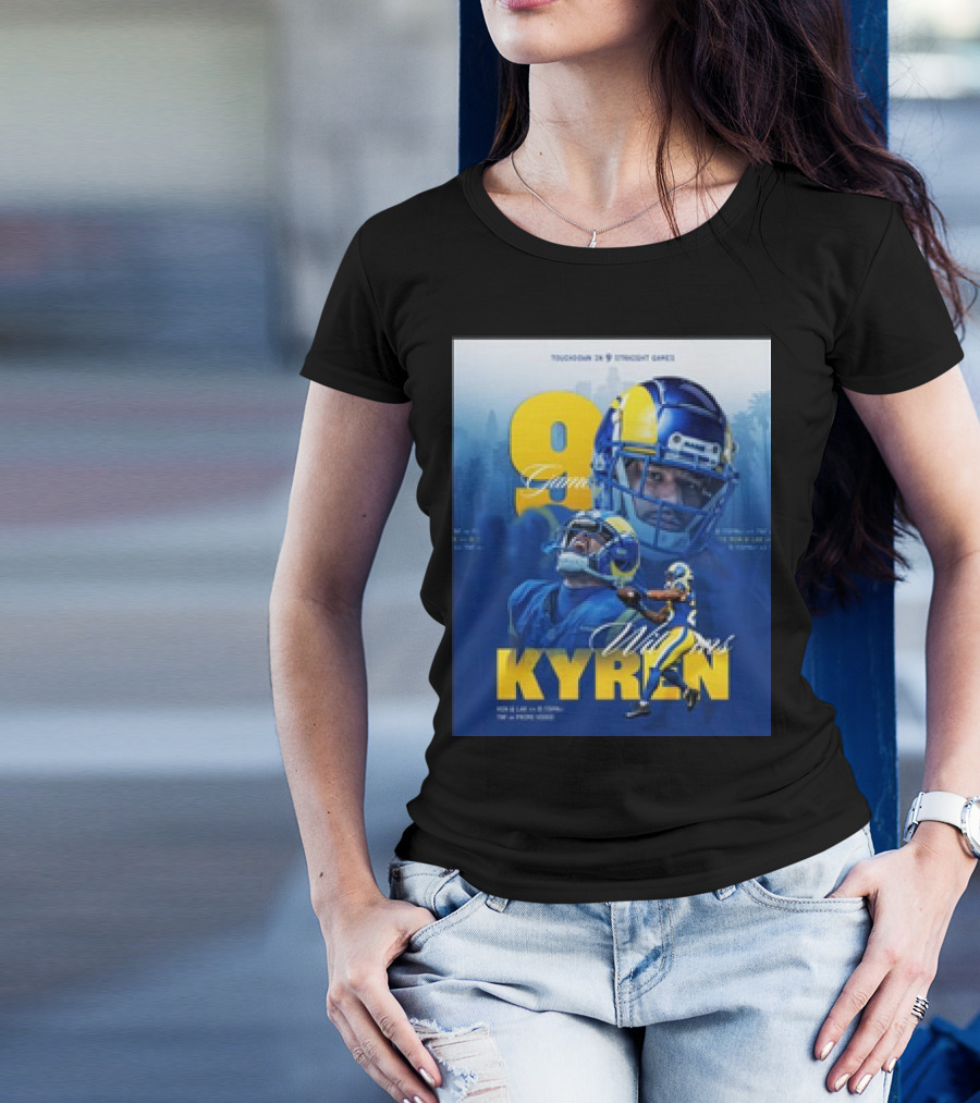 Kyren Williams Los Angeles Rams Touchdown In 9 Straight Games NFL Football Highlights T-Shirt