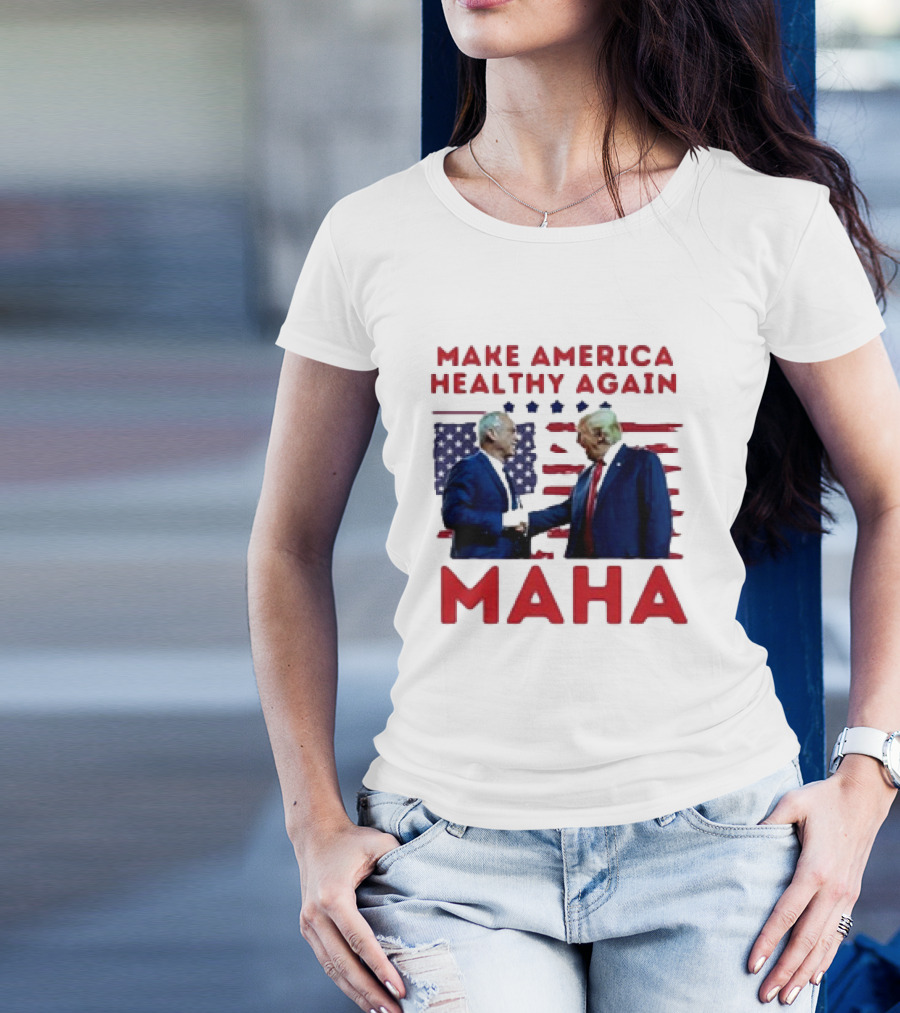 Make America Healthy Again MAHA Trump Kennedy 2024 American Flag Stars T-Shirt