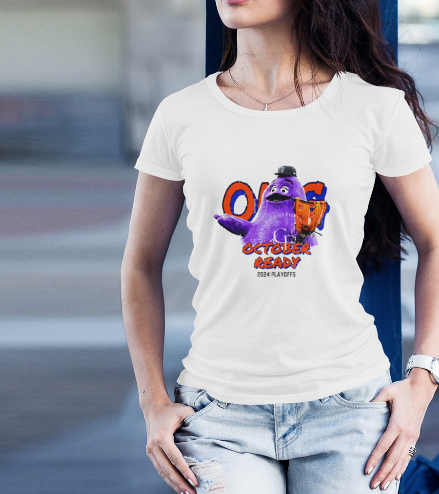 New York Mets October Ready 2024 Playoffs Grimace Baseball T-Shirt