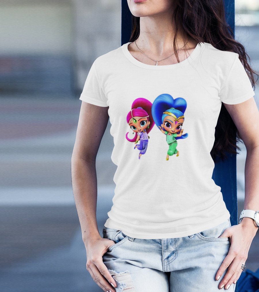 Shimmer And Shine Cartoon Girl Friend Duo With Vibrant Colors T-Shirt