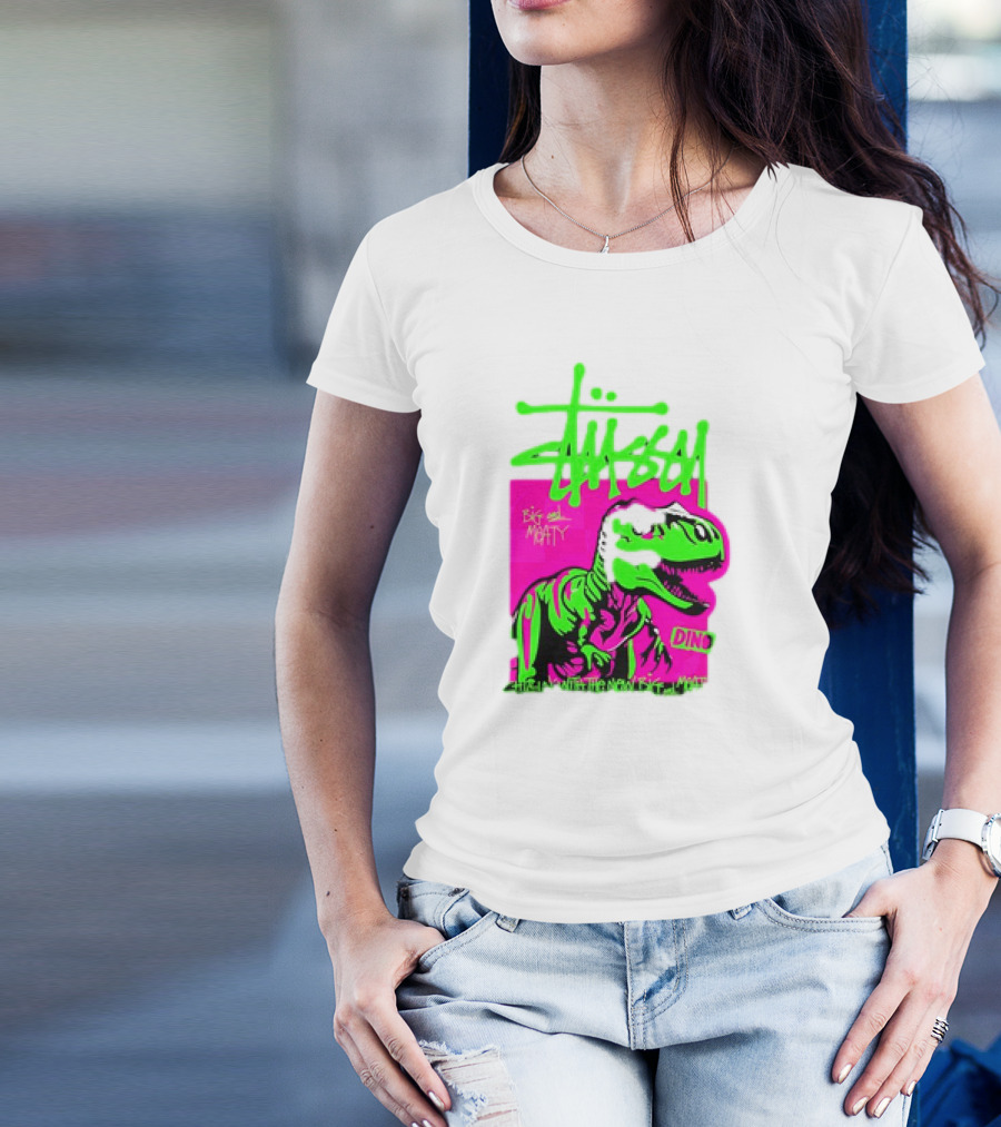 Stussy Big And Meaty Dino Cartoon T-Shirt