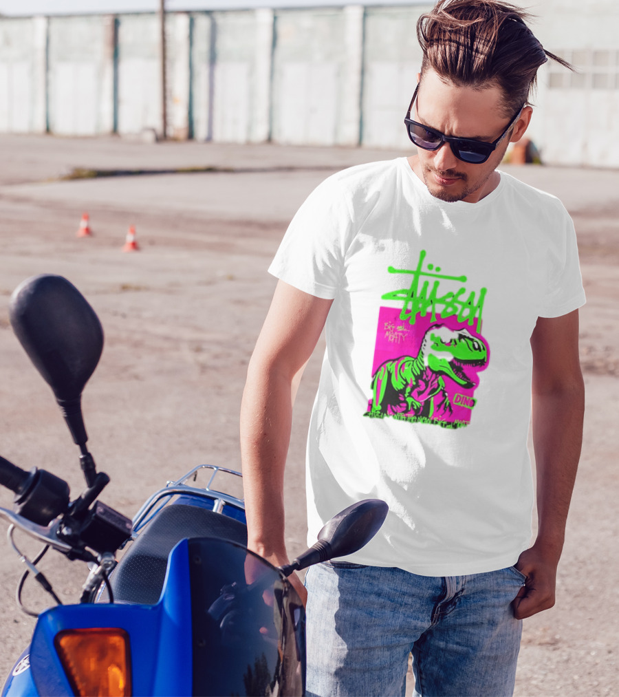 Stussy Big And Meaty Dino Cartoon T-Shirt