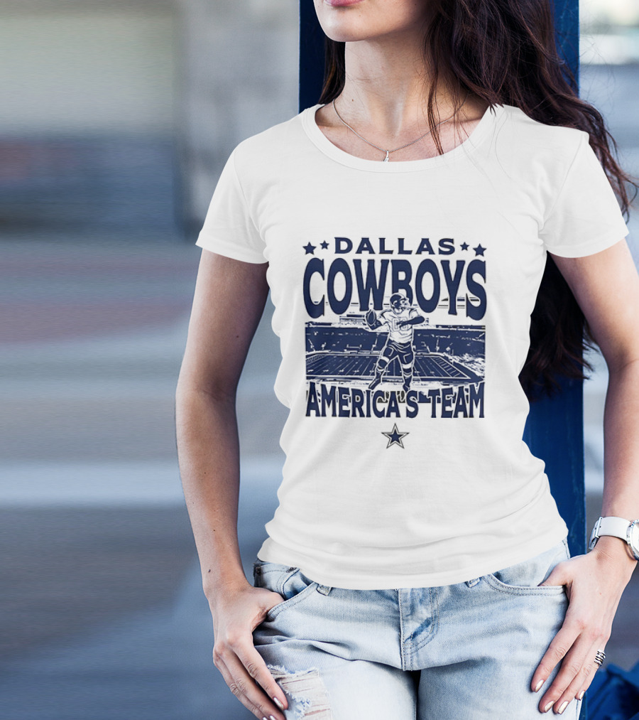 Dallas Cowboys America's Team Quarterback Stadium Blue T-Shirt