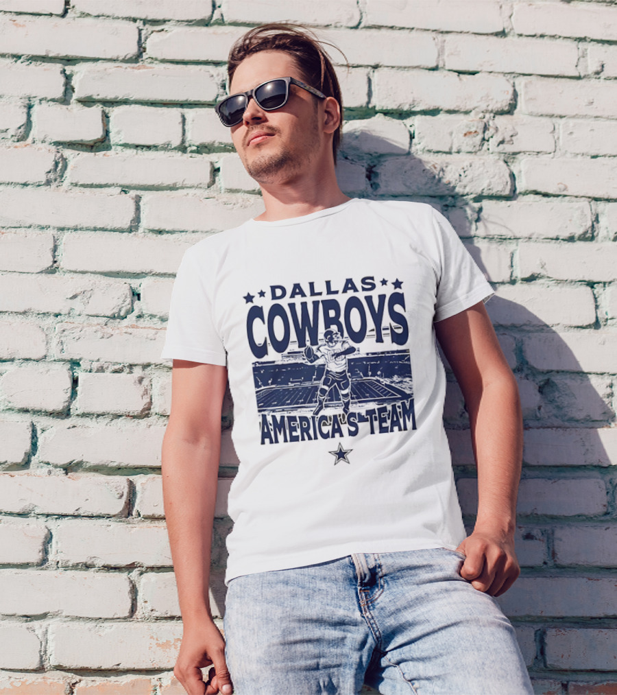 Dallas Cowboys America's Team Quarterback Stadium Blue T-Shirt