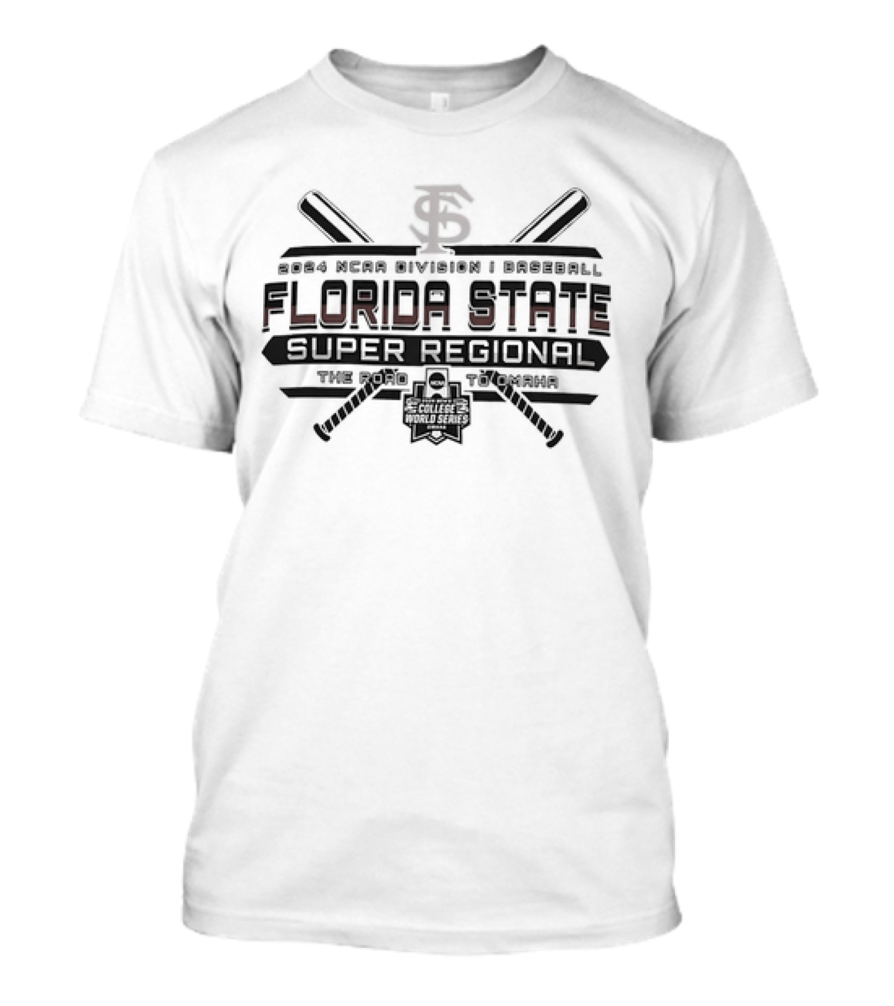 Florida State Seminoles 2024 NCAA Division I Baseball Super Regional The Road To Omaha College World Series T-Shirt