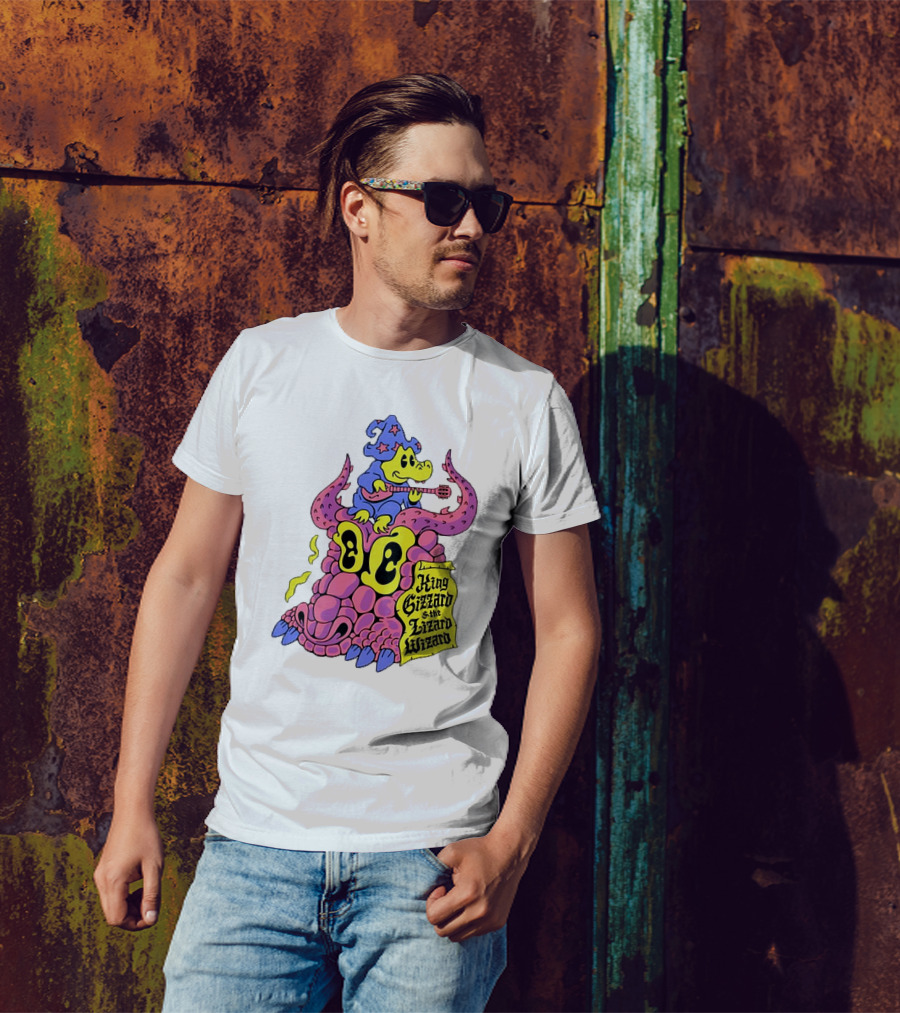 King Gizzard And The Lizard Wizard Gator Wizard Playing Guitar On Monster Head T-Shirt