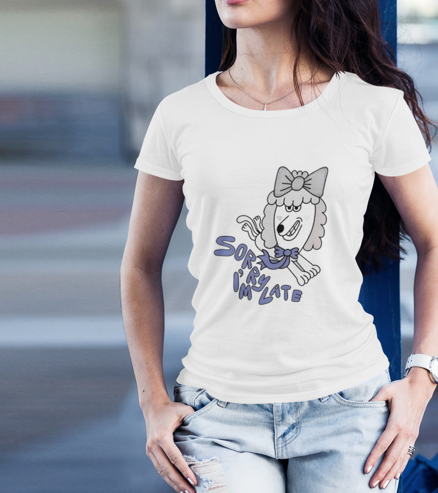 Sorry I'm Late Lazy Oaf Dog With Bow And Scarf T-Shirt
