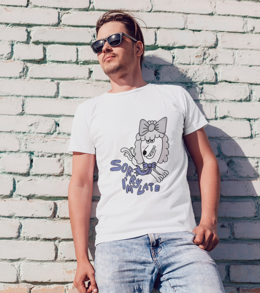 Sorry I'm Late Lazy Oaf Dog With Bow And Scarf T-Shirt