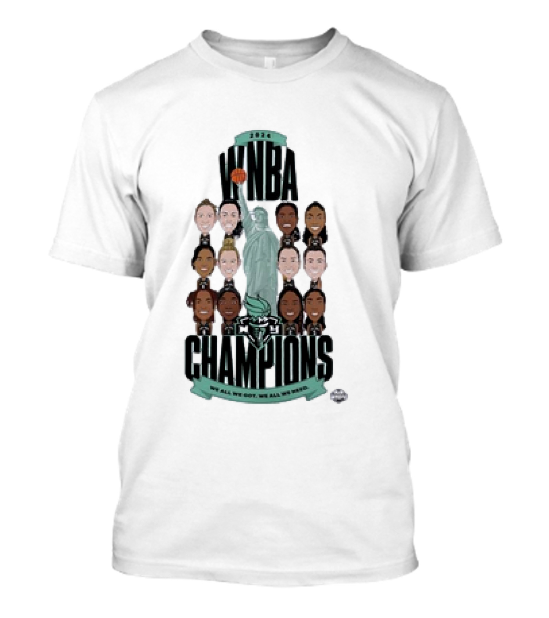 New York Liberty 2024 WNBA Champions Statue Of Liberty Teammates Roster T-Shirt