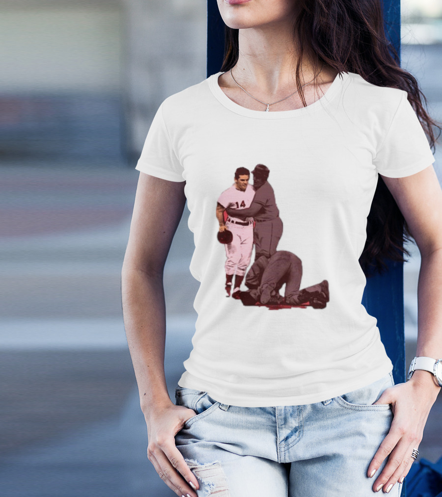 Pete Rose Levels Ray Fosse Baseball Collision Moment T-Shirt