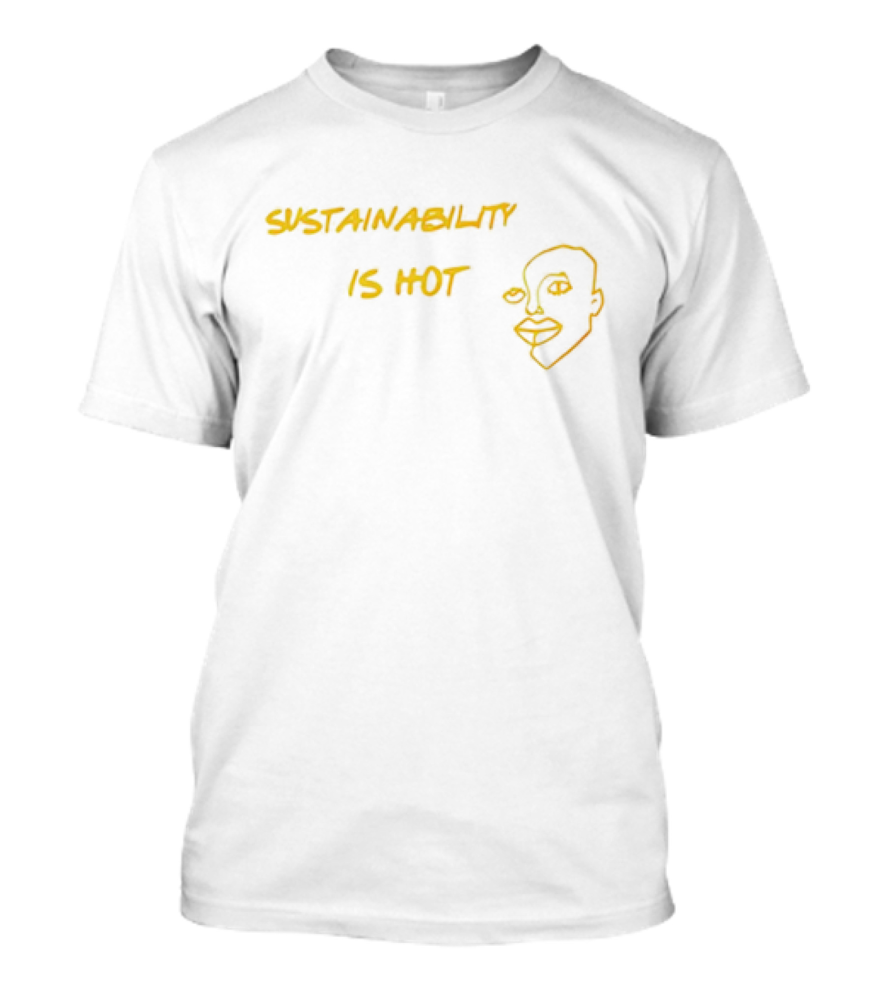 Sustainability Is Hot Yellow Text Minimal Face T-Shirt