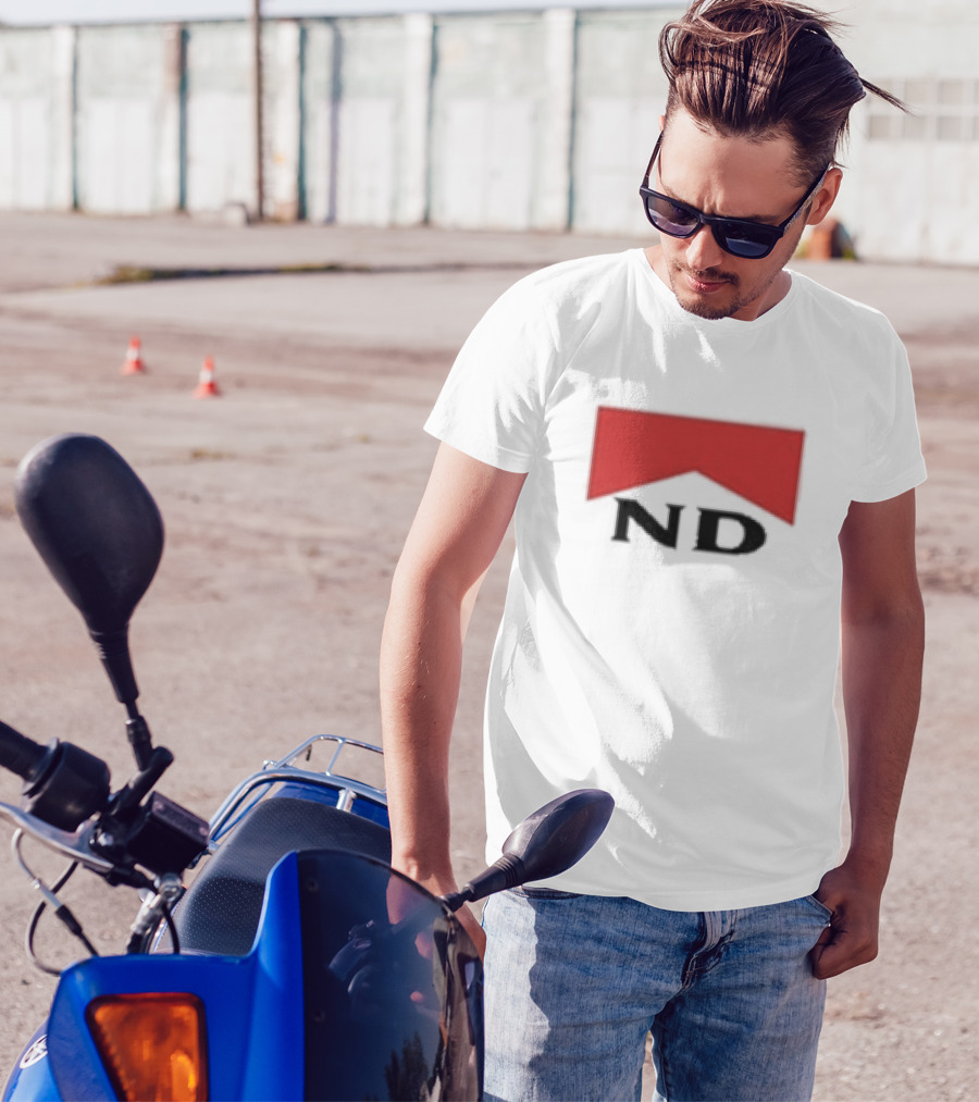 ND Nicotine Dolls Cigarette Style Red Banner T-Shirt