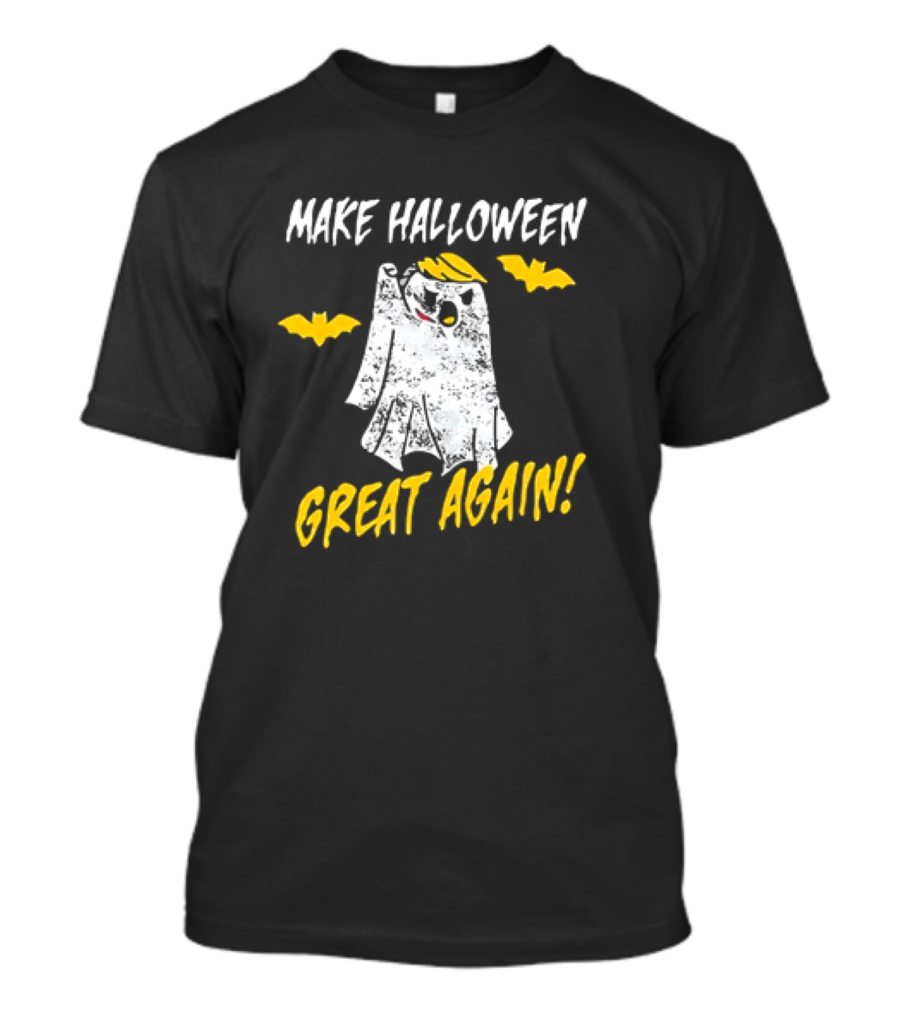 Make Halloween Great Again Ghost With Yellow Hair And Bats T-Shirt