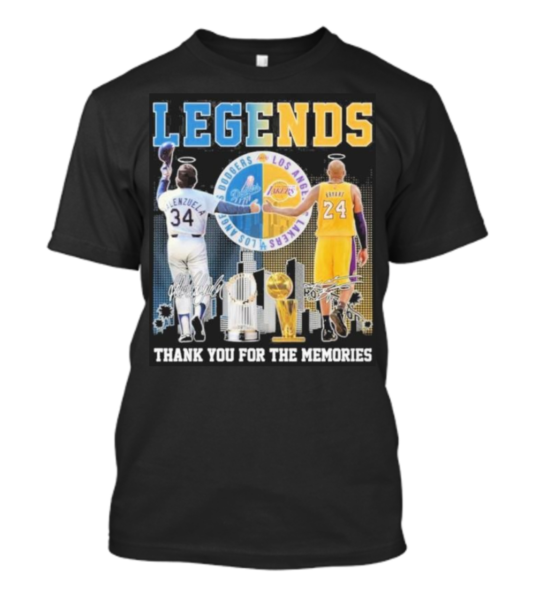 LEGENDS Fernando Valenzuela Kobe Bryant Dodgers Lakers Thank You For The Memories T-Shirt
