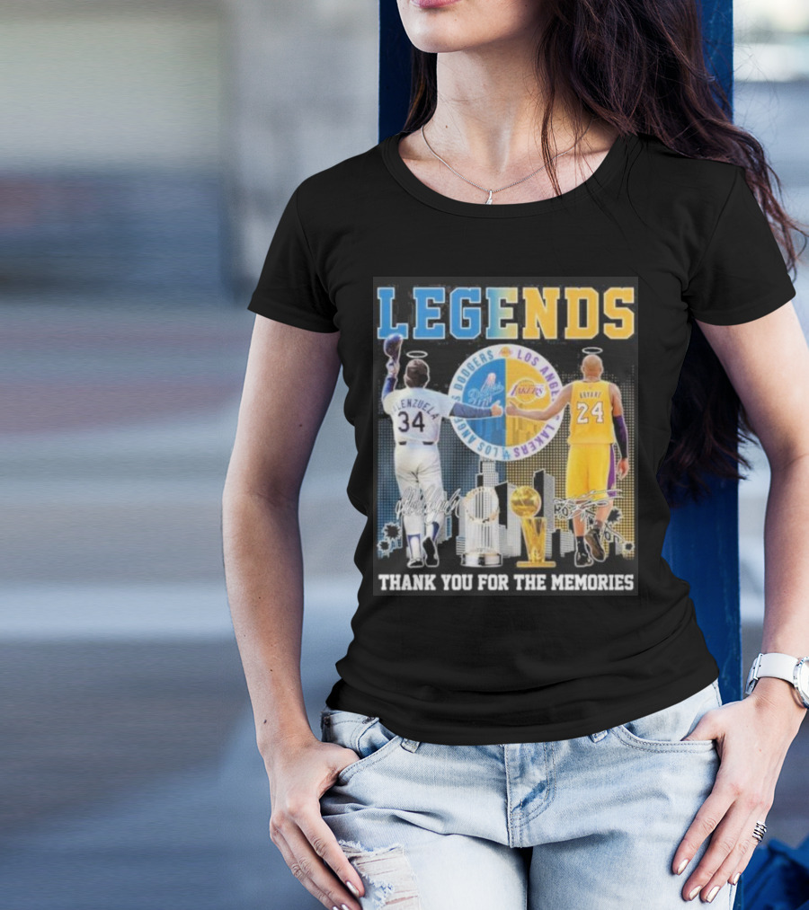 LEGENDS Fernando Valenzuela Kobe Bryant Dodgers Lakers Thank You For The Memories T-Shirt