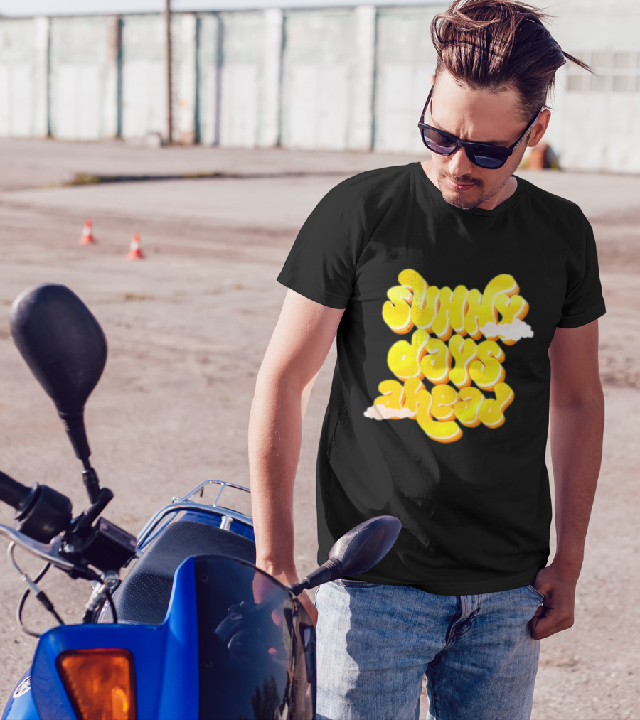 Sunny Days Ahead Retro Cloudy Text T-Shirt