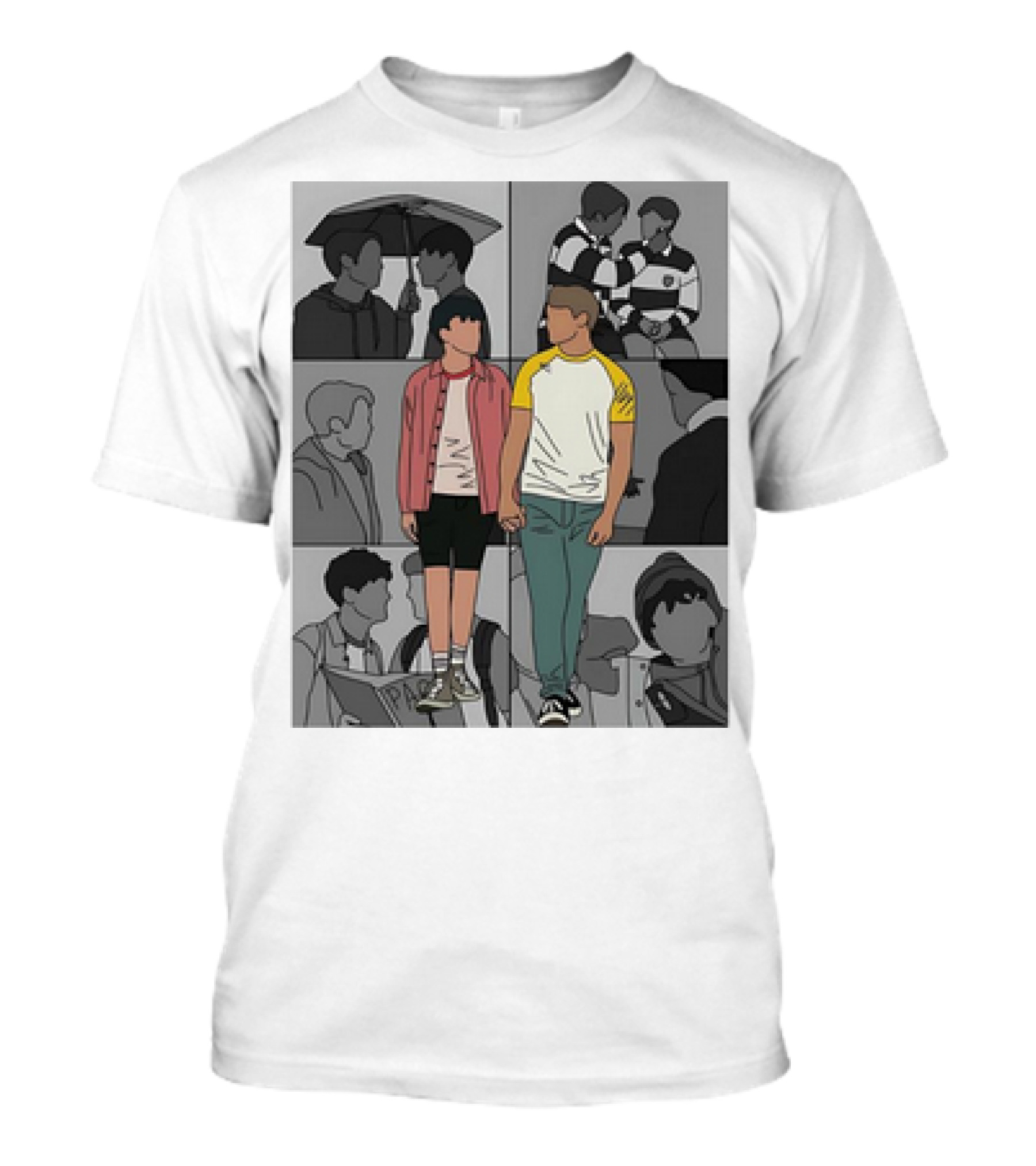 Heartstopper Nick And Charlie Holding Hands Rain Scene Rugby T-Shirt