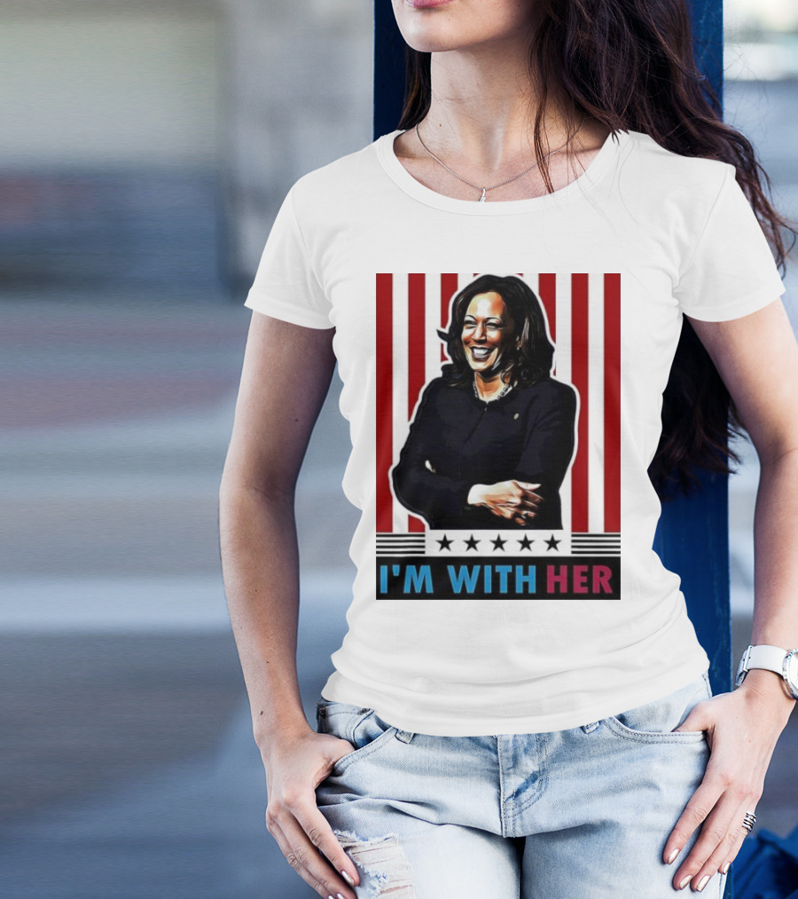 I'm With Her Kamala Harris USA Flag Vote For 2024 President T-Shirt