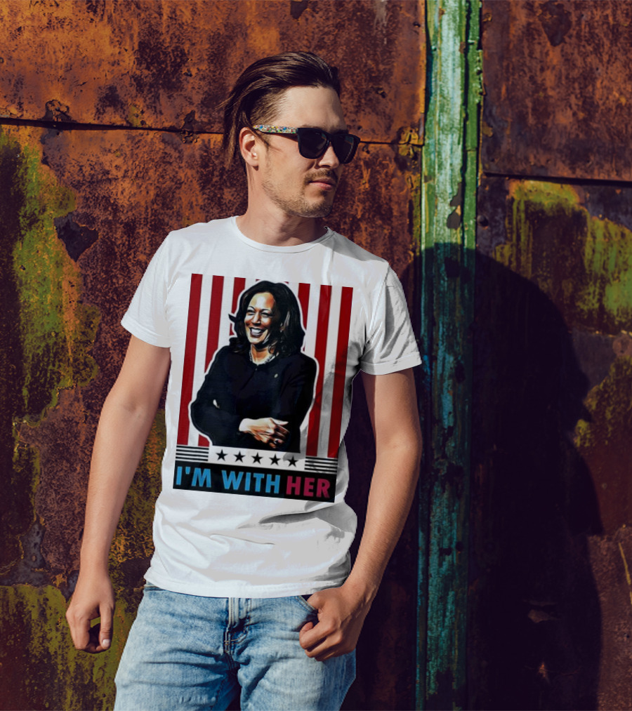 I'm With Her Kamala Harris USA Flag Vote For 2024 President T-Shirt
