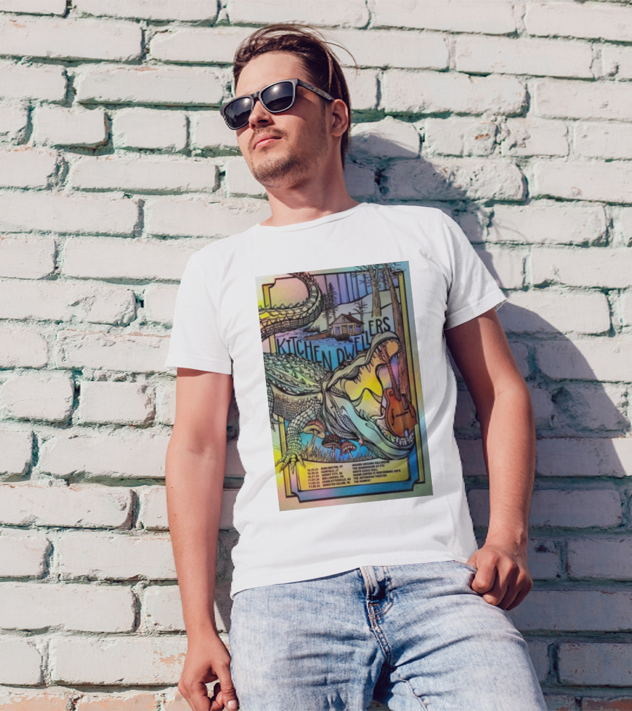 Kitchen Dwellers Fall 2024 Tour Alligator Cabin Scene With Guitar T-Shirt