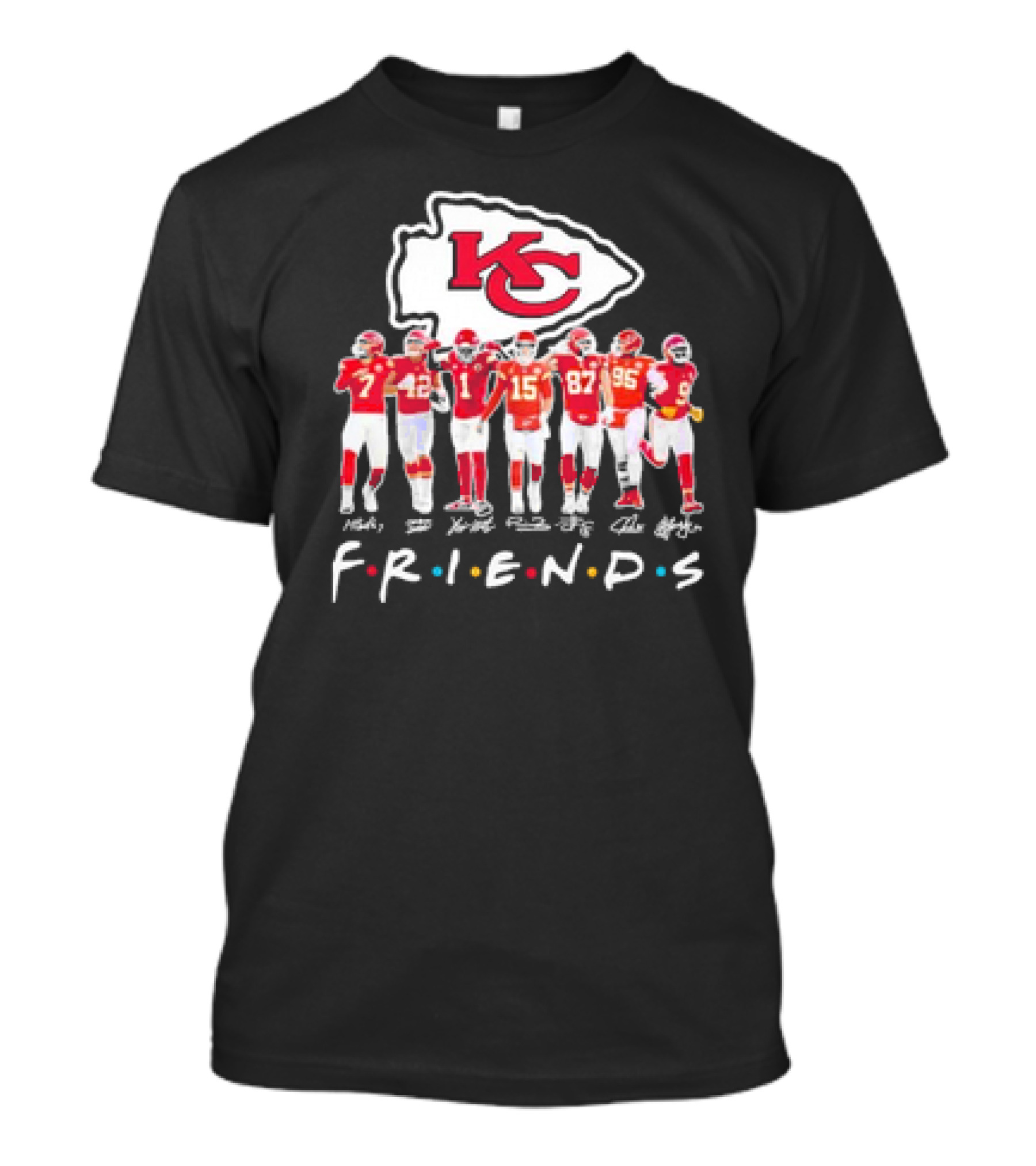 Friends Kansas City Chiefs 2024 Players Signatures NFL Football T-Shirt