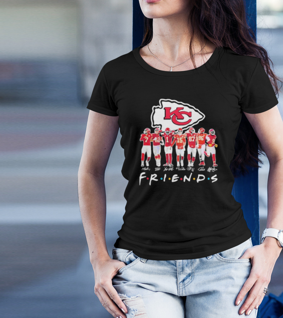 Friends Kansas City Chiefs 2024 Players Signatures NFL Football T-Shirt
