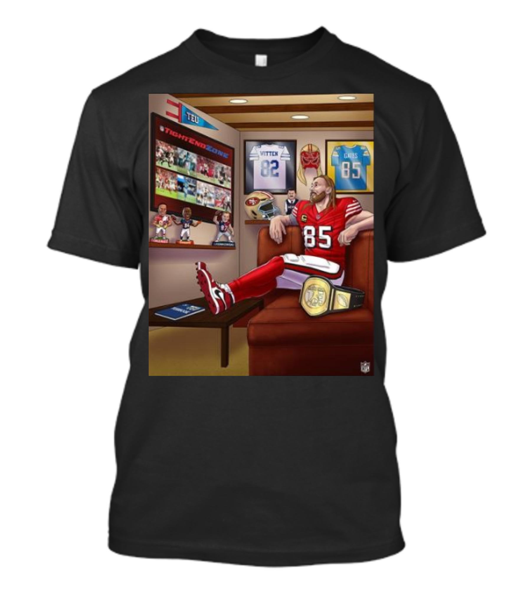 George Kittle National Tight End Day 2024 TightEndZone 85 Helmet 49ers Football T-Shirt
